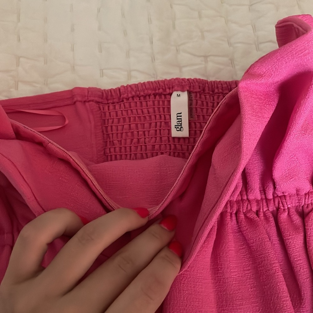 Pink Strapless Ruffled Top - Picture 2 of 4